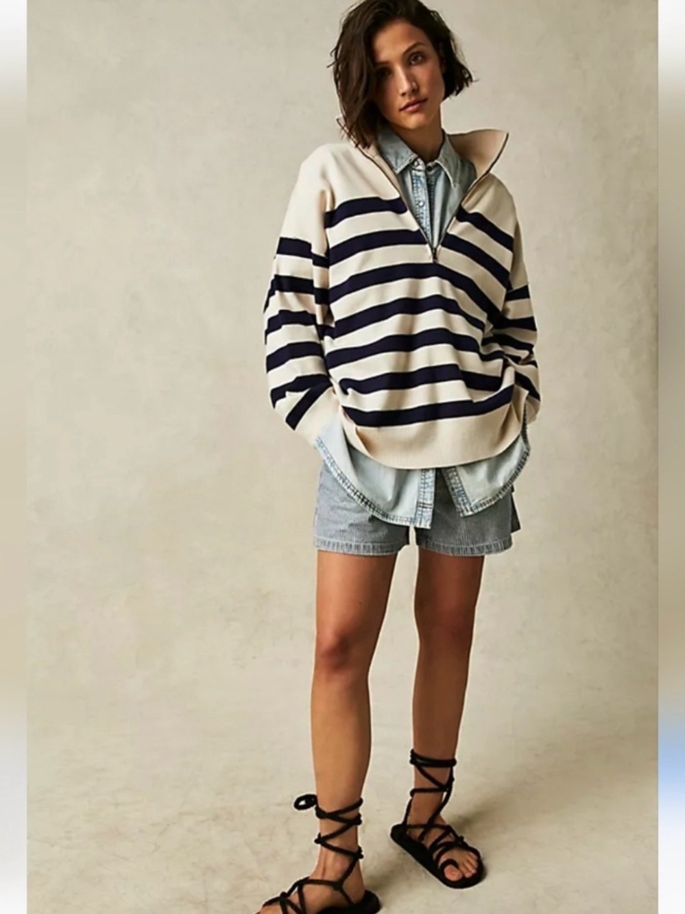 Free People Coastal Stripe Pullover Size Medium - Picture 2 of 10